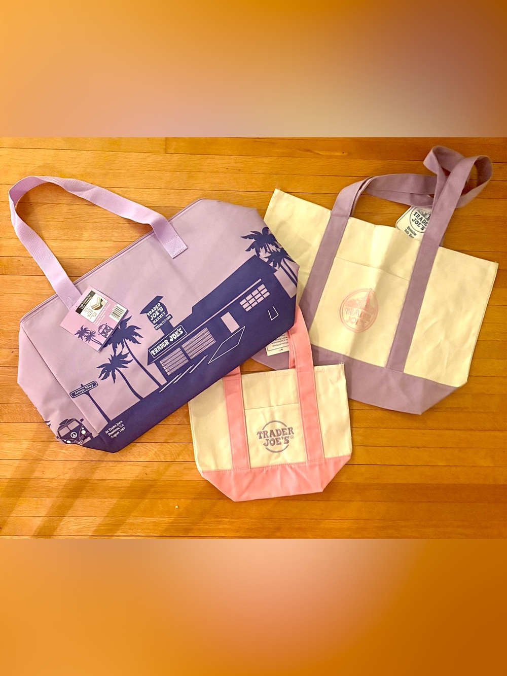 Trader Joe’s bags-1 insulated bag, 1 large  canvas tote, & 1 min canvas tote!